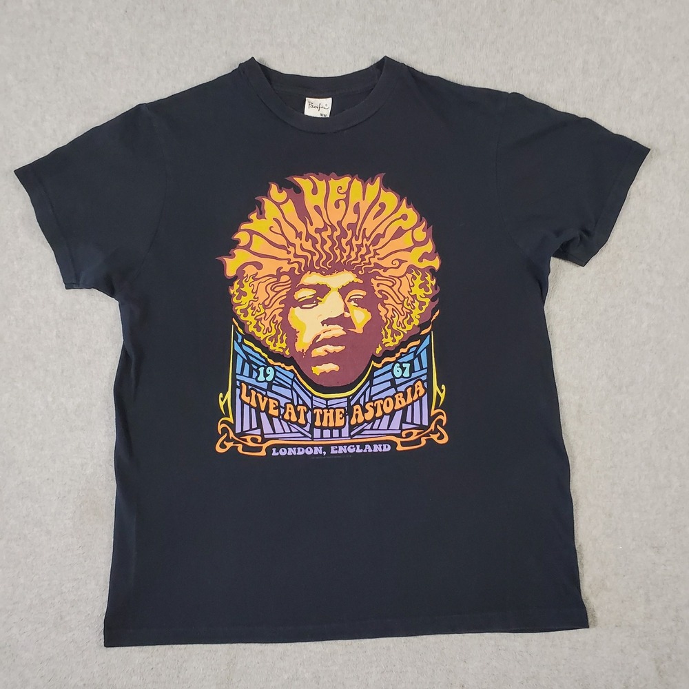Pacific Jimi Hendrix Live At The Astoria 1967 Graphic T-Shirt Mens Medium Black